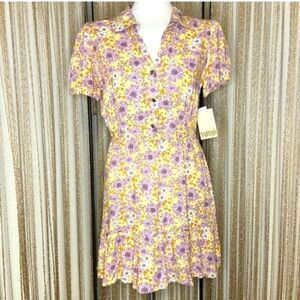 Yellow and purple daisy Floral dress, NEW